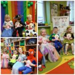 Dzieci z oddziału Żuczki z klaunami