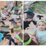 dzieci sadzą kwiatki