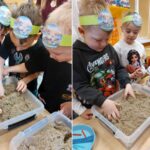 Dzieci podczas wyciągania śmieci z piasku