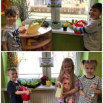 Dzieci podlewają kwiatki