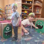 Dzieci wkładają śmieci do stworków