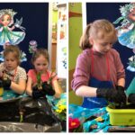 Dziewczynki sadzą kwiatki