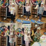 Mrówki podczas zabaw skarpetkowych z kołem fortuny