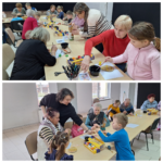 dzieci wraz z seniorami robią zajączki