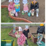 dzieci szukają prezentów od zajączka