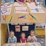 Dzieci odwzorywują wzór z patyczków