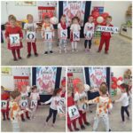 Dzieci układają z literek wyraz Polska