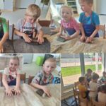 Dzieci wałkują glinę