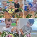 Dzieci podczas warsztatów florystycznych