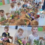 Dzieci podczas warsztatów florystycznych
