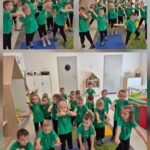 Dzieci wykonują ćwiczenia ruchowe