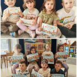 Grupowe zdjęcie z pracami plastycznymi