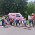 Przedszkolaki z oddziału Żuczki przy samochodzie -do zoo