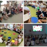 Motylki oglądają film edukacyjny i bawią się w kole